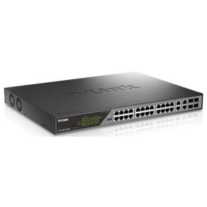 D-Link DSS-200G-28MPP 28-Port Gigabit L2 Managed PoE++ Switch, 24 PoE Gigabit ports and 4 Combo Gigabit ports, 518W PoE budget